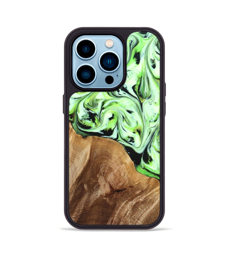iPhone 14 Pro Wood Phone Case - Roselyn (Green, 827181)