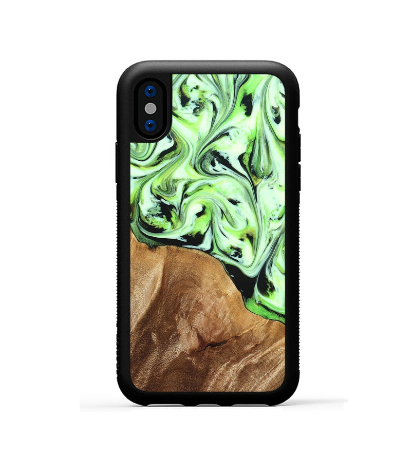 iPhone Xs Wood Phone Case - Roselyn (Green, 827181)