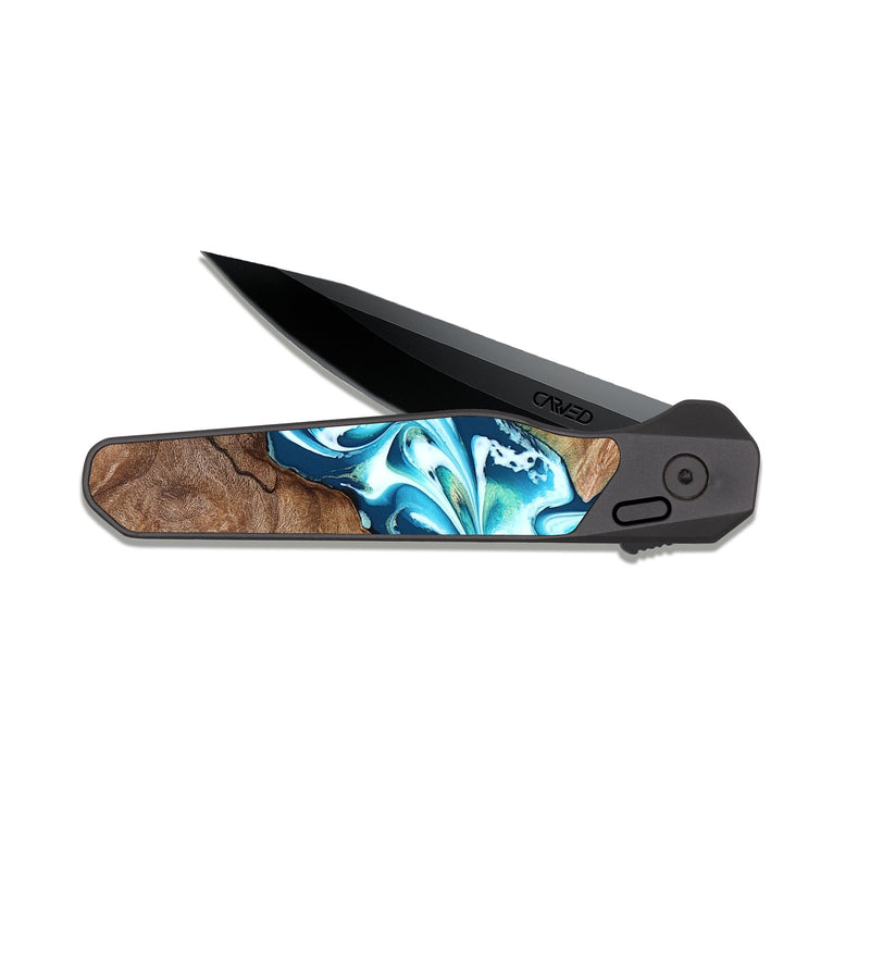 EDC Dark Slate Wood Pocket Knife - Ailani (Blue, 827182)