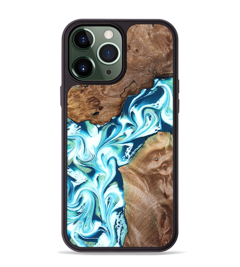 iPhone 13 Pro Max Wood Phone Case - Ailani (Blue, 827182)