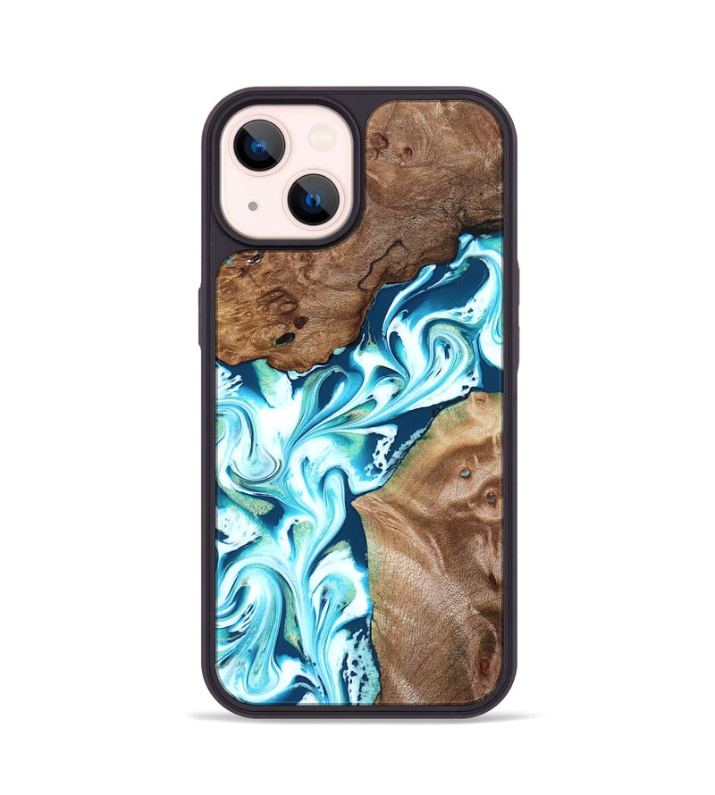 iPhone 14 Wood Phone Case - Ailani (Blue, 827182)