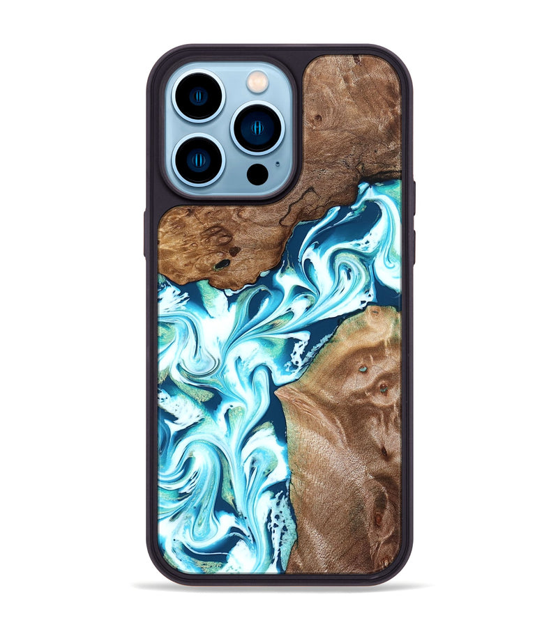 iPhone 14 Pro Max Wood Phone Case - Ailani (Blue, 827182)