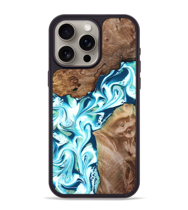 iPhone 15 Pro Max Wood Phone Case - Ailani (Blue, 827182)