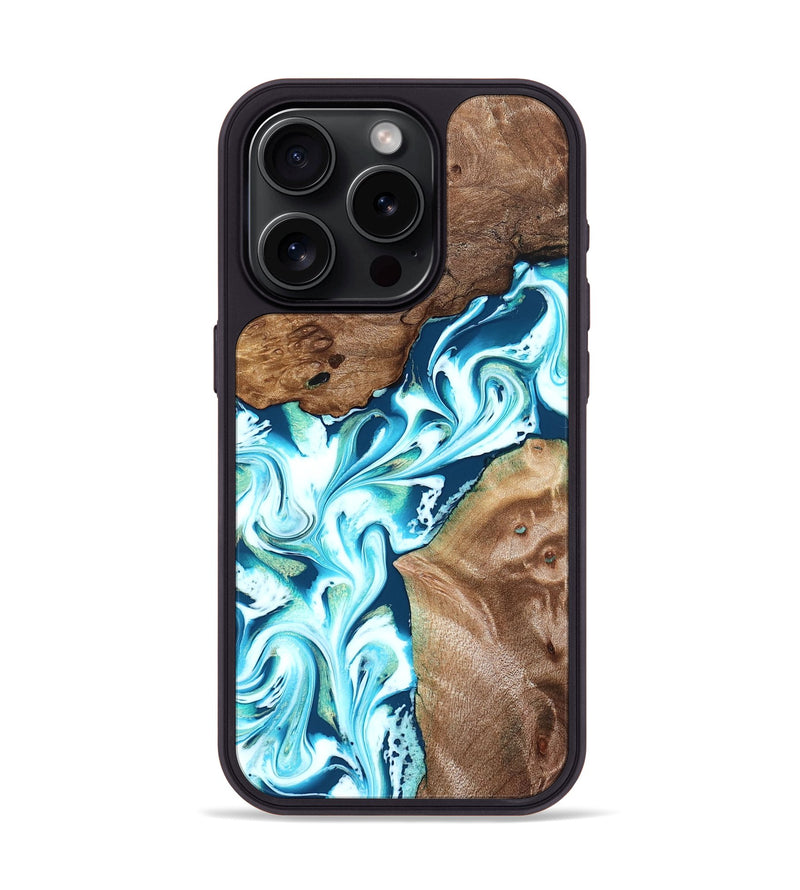 iPhone 15 Pro Wood Phone Case - Ailani (Blue, 827182)