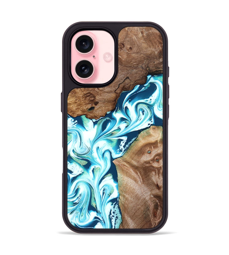 iPhone 16 Wood Phone Case - Ailani (Blue, 827182)