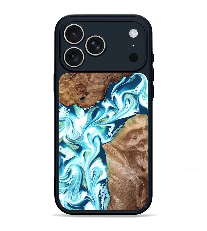 iPhone 17 Pro Max Wood Phone Case - Ailani (Blue, 827182)