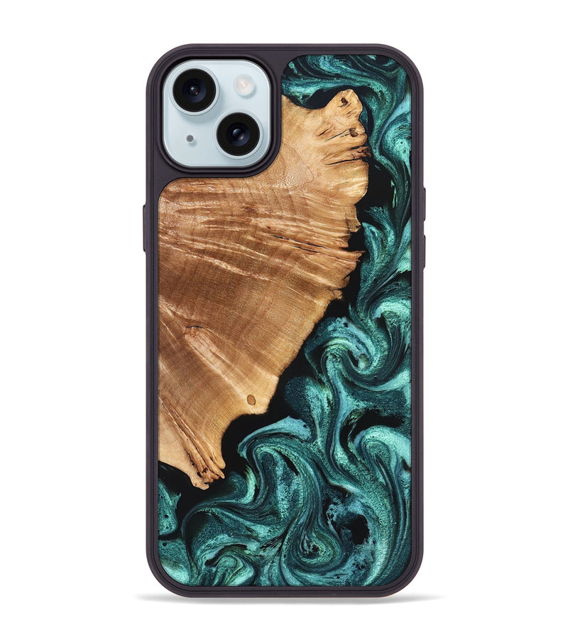 iPhone 15 Plus Wood Phone Case - Frida (Green, 827183)