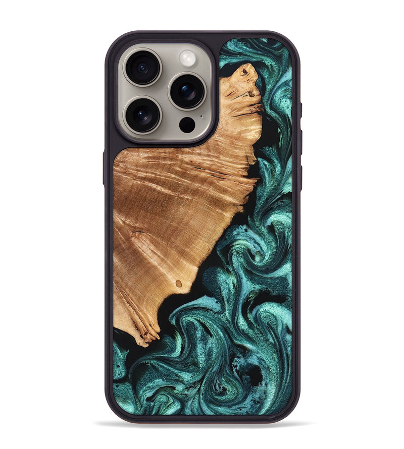 iPhone 15 Pro Max Wood Phone Case - Frida (Green, 827183)