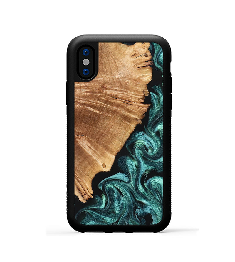 iPhone Xs Wood Phone Case - Frida (Green, 827183)