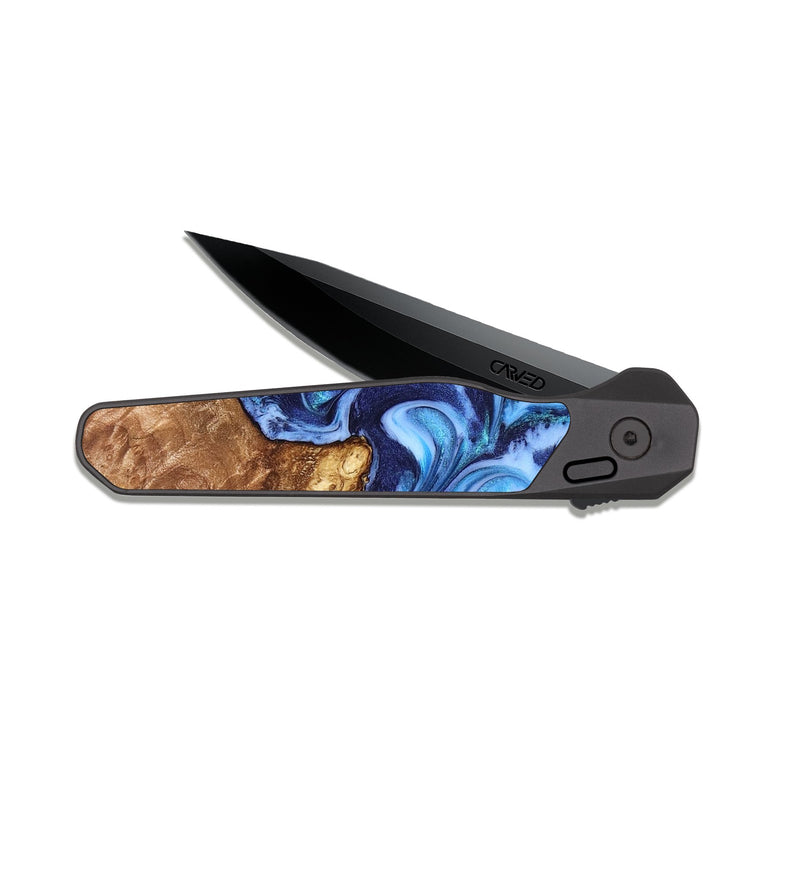 EDC Dark Slate Wood Pocket Knife - Alonso (Blue, 827186)