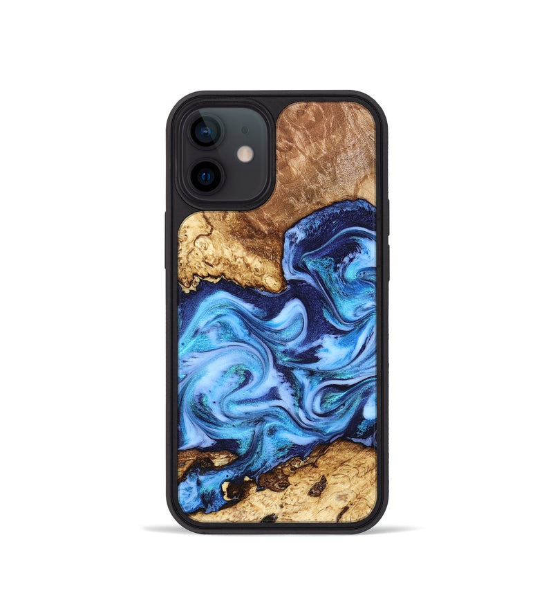 iPhone 12 mini Wood Phone Case - Alonso (Blue, 827186)
