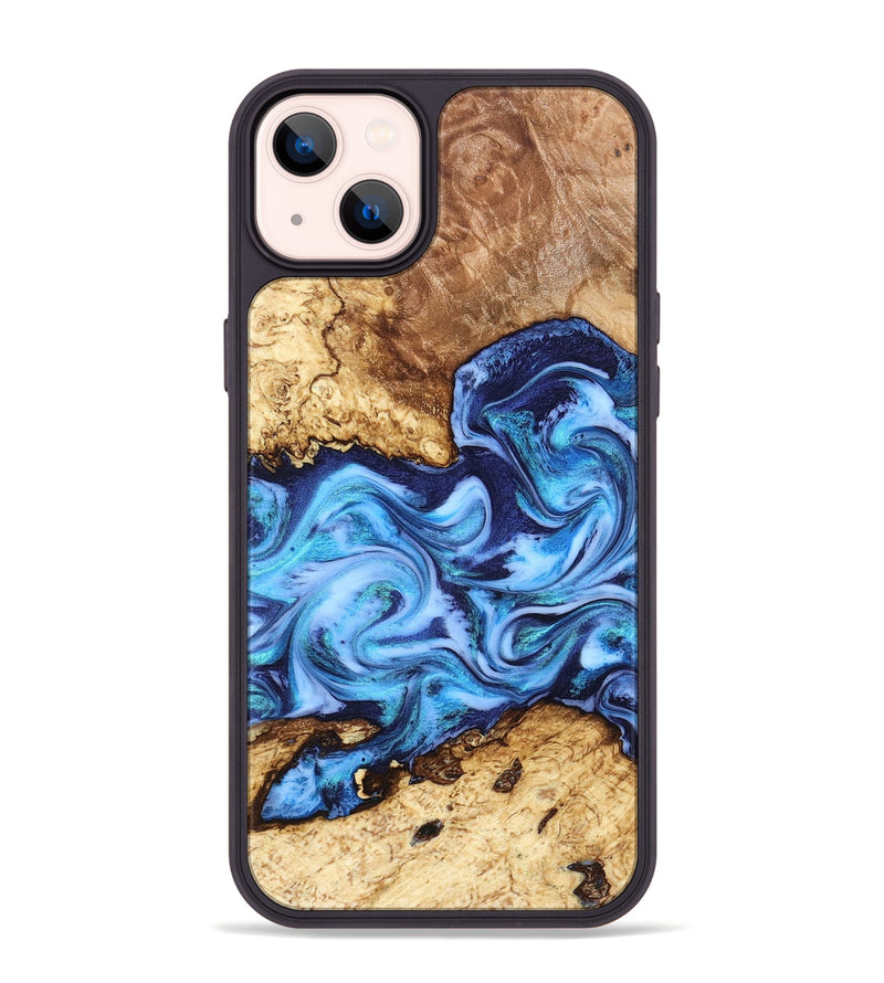 iPhone 14 Plus Wood Phone Case - Alonso (Blue, 827186)