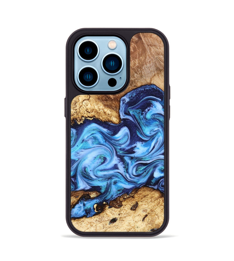 iPhone 14 Pro Wood Phone Case - Alonso (Blue, 827186)
