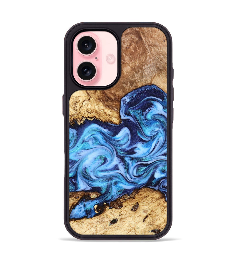 iPhone 16 Wood Phone Case - Alonso (Blue, 827186)