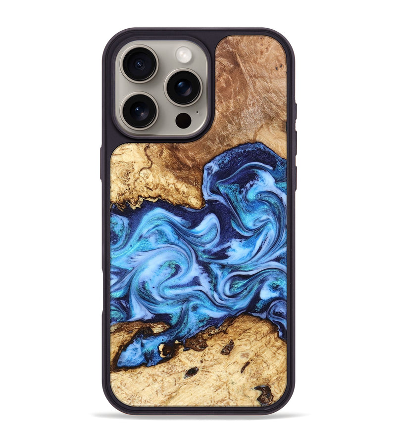 iPhone 16 Pro Max Wood Phone Case - Alonso (Blue, 827186)