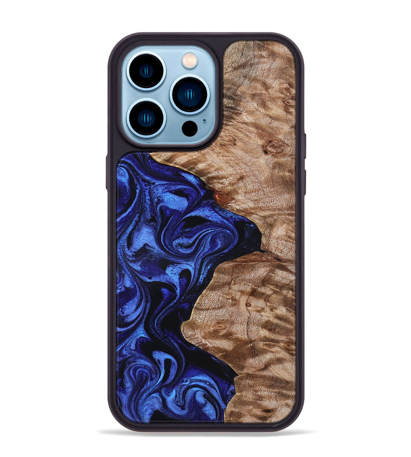 iPhone 14 Pro Max Wood Phone Case - Miah (Blue, 827187)