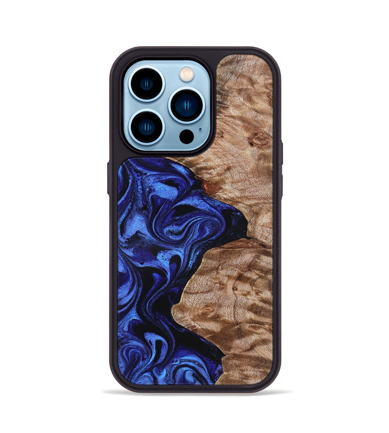 iPhone 14 Pro Wood Phone Case - Miah (Blue, 827187)