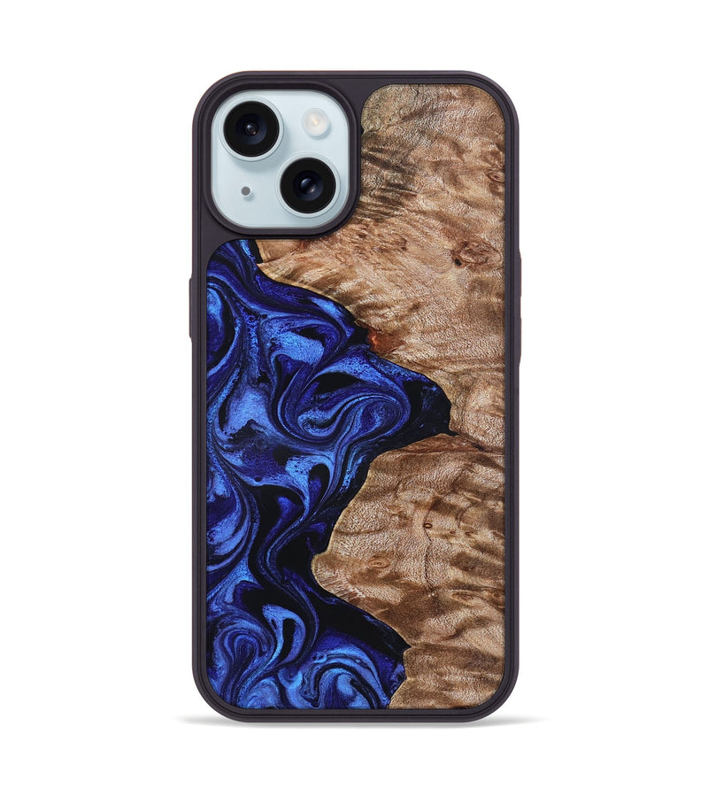 iPhone 15 Wood Phone Case - Miah (Blue, 827187)