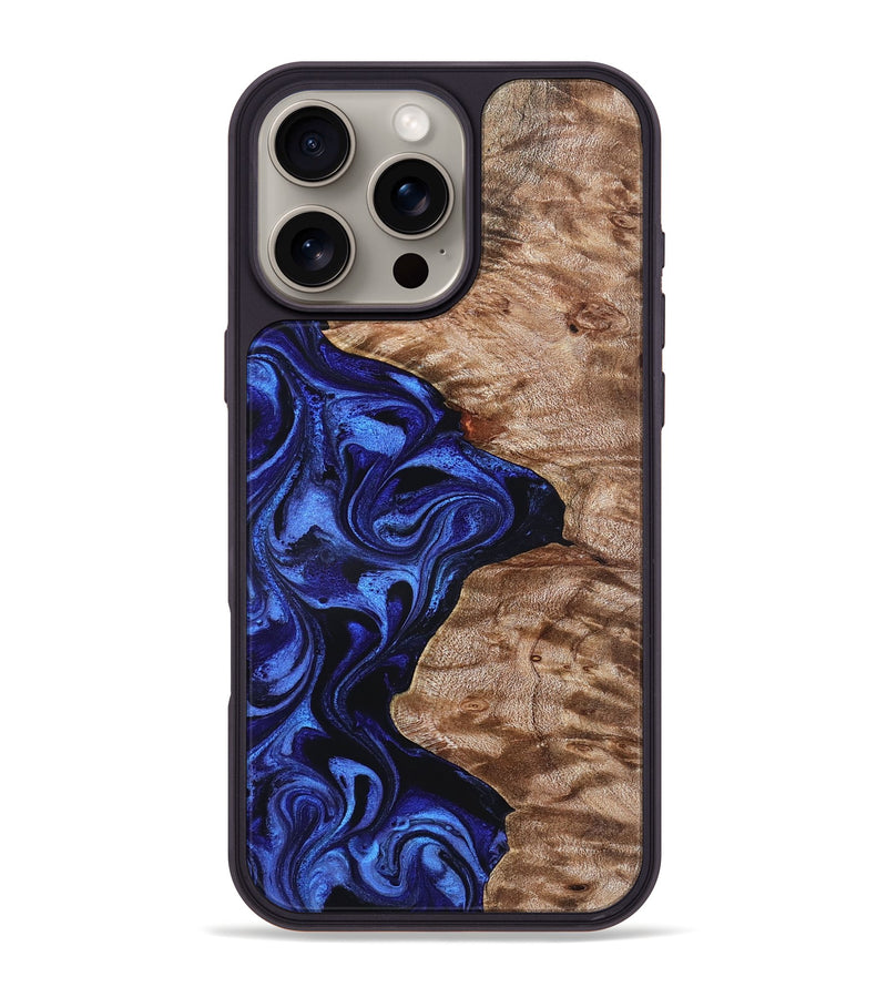 iPhone 16 Pro Max Wood Phone Case - Miah (Blue, 827187)