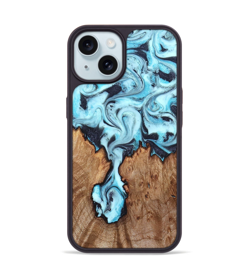 iPhone 15 Wood Phone Case - Ron (Blue, 827188)