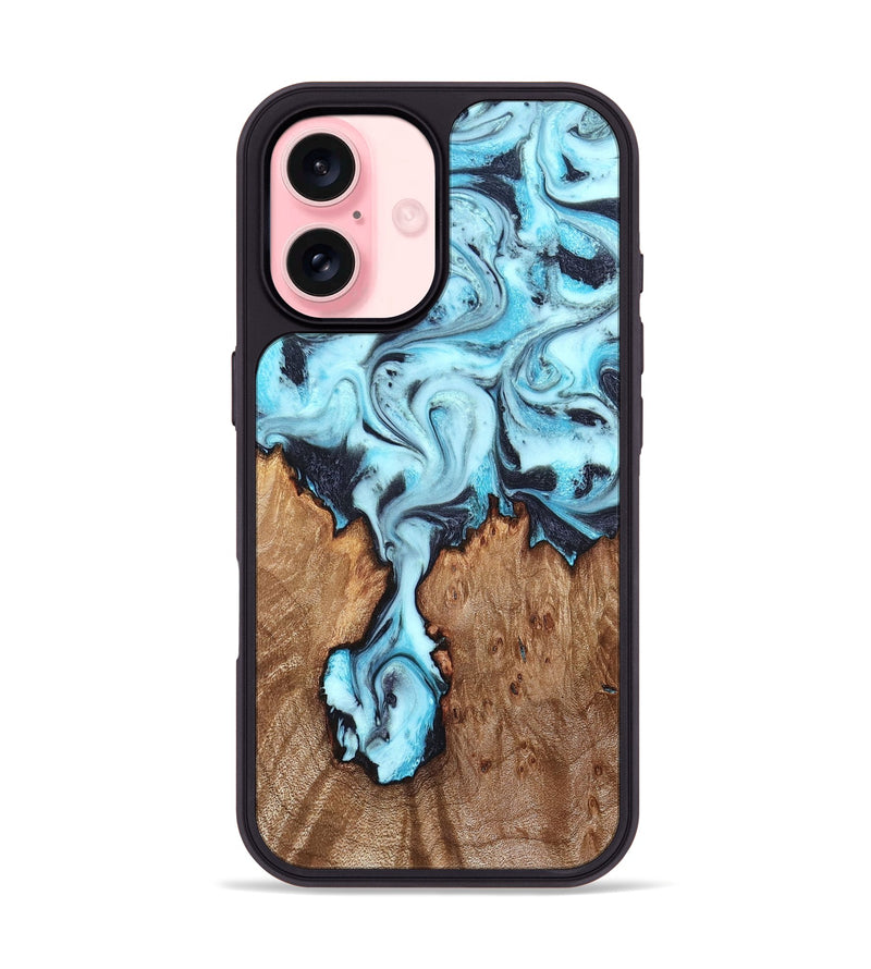 iPhone 16 Wood Phone Case - Ron (Blue, 827188)