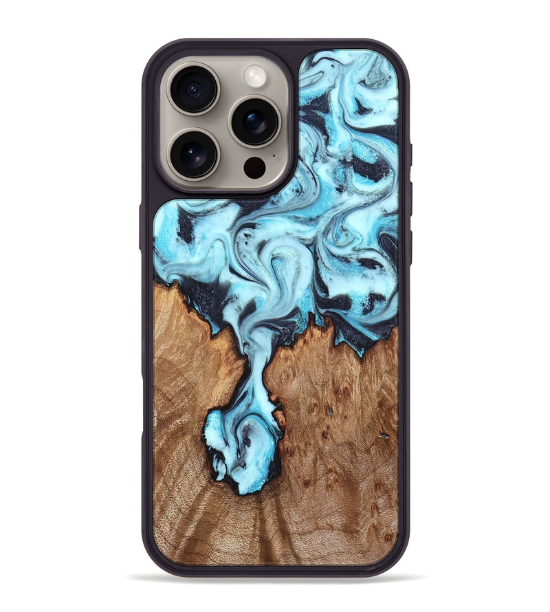 iPhone 16 Pro Max Wood Phone Case - Ron (Blue, 827188)