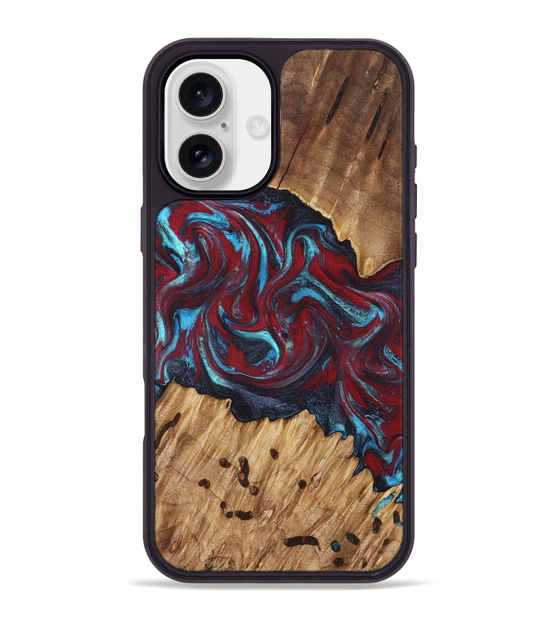 iPhone 16 Plus Wood Phone Case - Sanaa (Red, 827201)