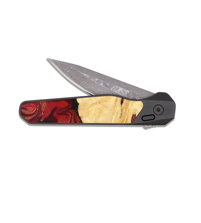 EDC Dark Damascus Wood Pocket Knife - Josiah (Red, 827202)
