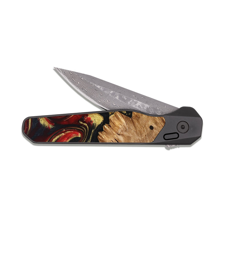 EDC Dark Damascus Wood Pocket Knife - Betty (Red, 827203)