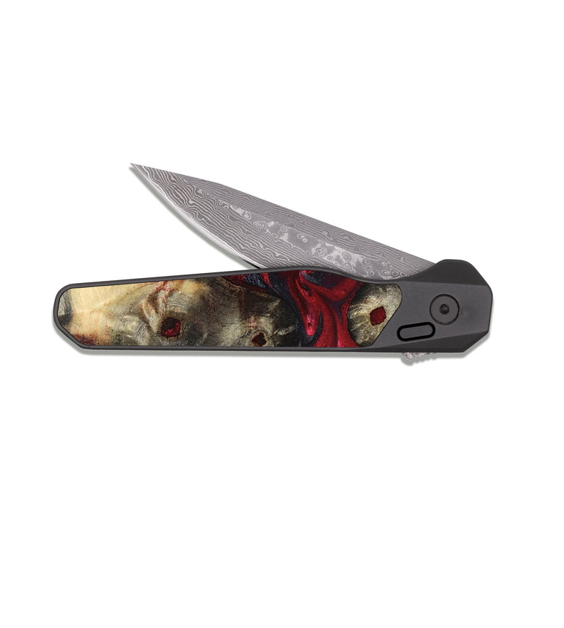 EDC Dark Damascus Wood Pocket Knife - Annie (Red, 827204)