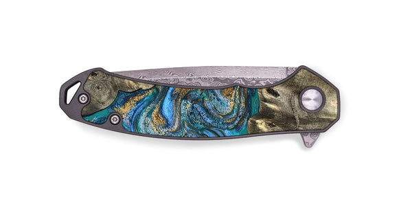 EDC Wood Pocket Knife - Aspyn (Teal & Gold, 827212)