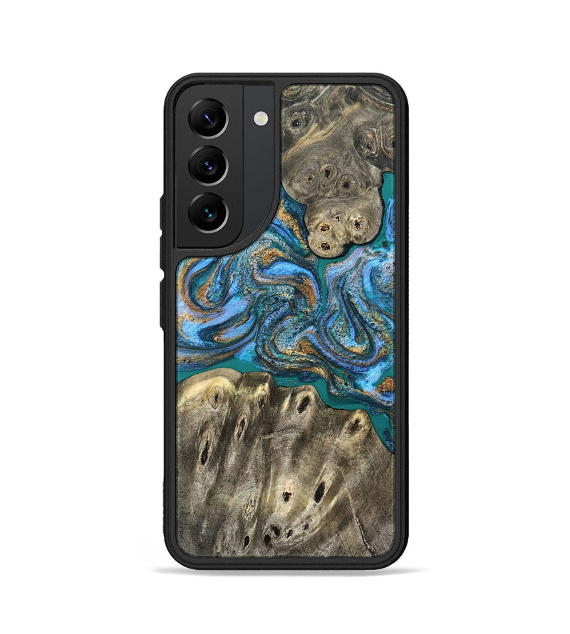 Galaxy S22 Wood Phone Case - Aspyn (Teal & Gold, 827212)