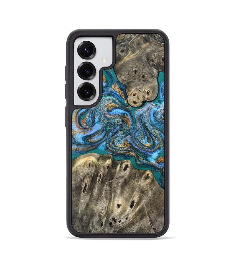 Galaxy S25 Wood Phone Case - Aspyn (Teal & Gold, 827212)