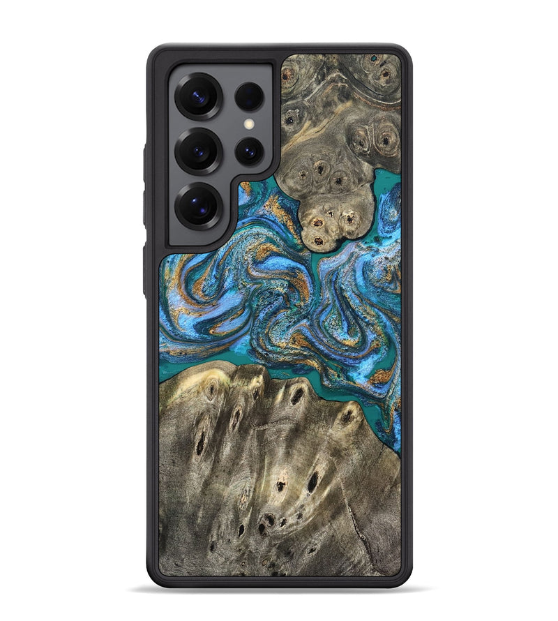 Galaxy S25 Ultra Wood Phone Case - Aspyn (Teal & Gold, 827212)
