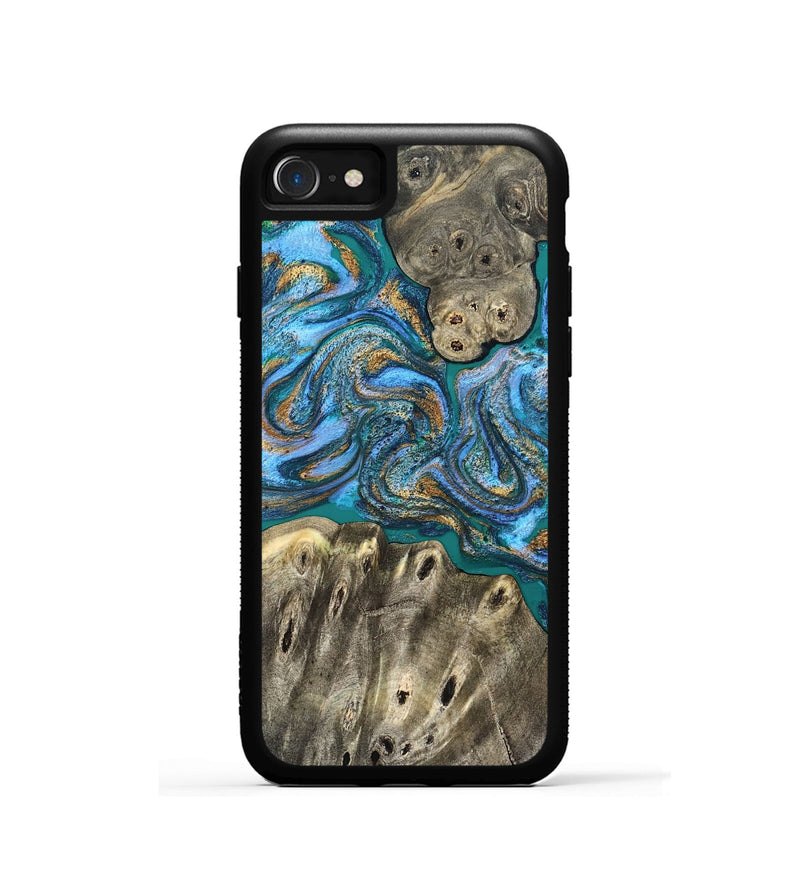 iPhone SE Wood Phone Case - Aspyn (Teal & Gold, 827212)