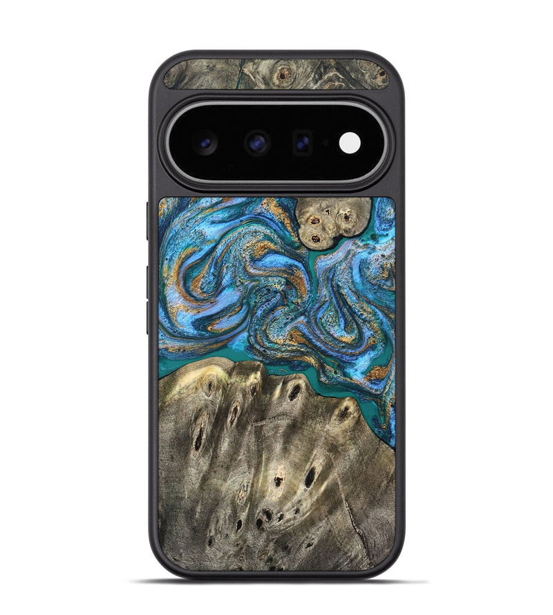 Pixel 11 Pro Wood Phone Case - Aspyn (Teal & Gold, 827212)