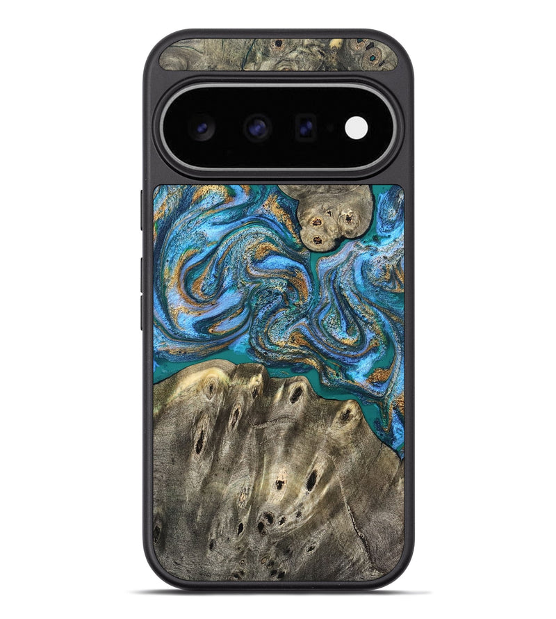 Pixel 11 Pro XL Wood Phone Case - Aspyn (Teal & Gold, 827212)