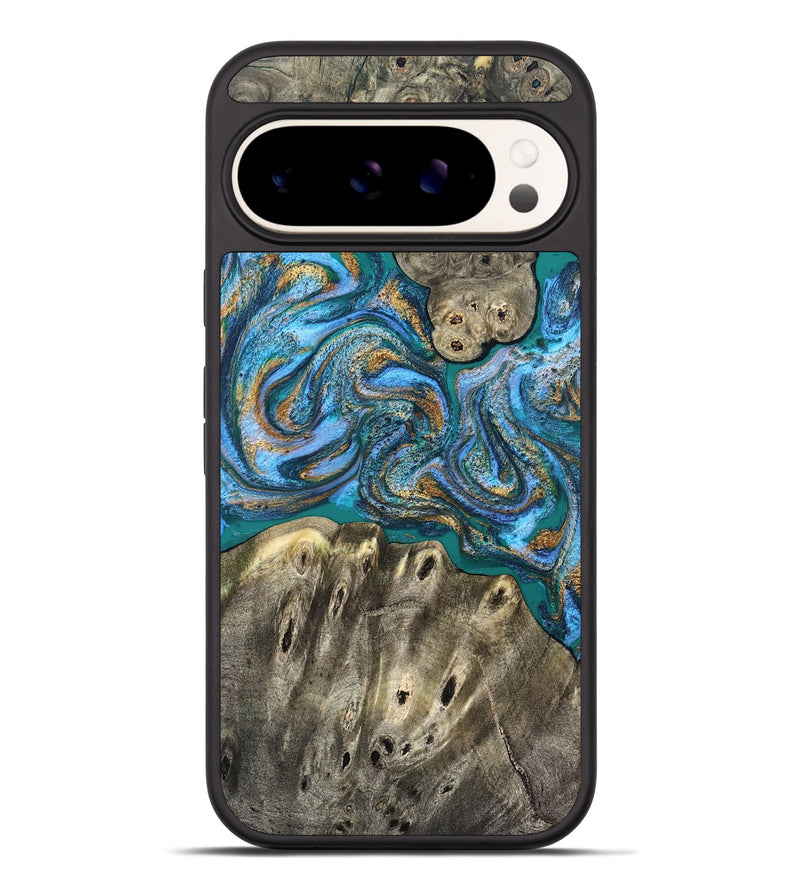 Pixel 9 Pro XL Wood Phone Case - Aspyn (Teal & Gold, 827212)