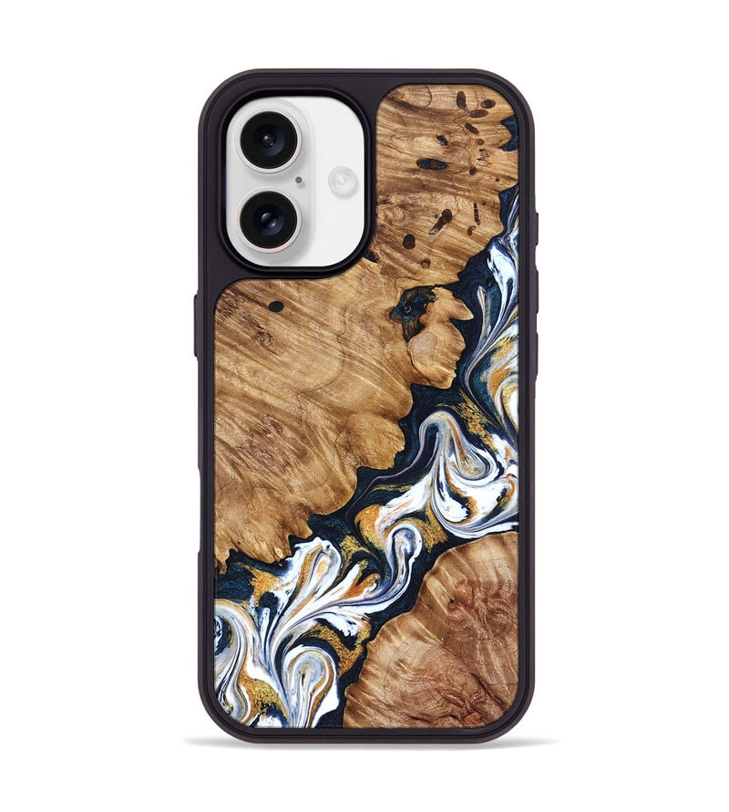 iPhone 17 Wood Phone Case - Mindi (Teal & Gold, 827213)
