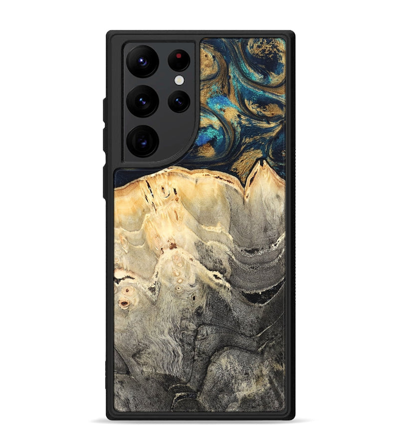 Galaxy S22 Ultra Wood Phone Case - Miller (Teal & Gold, 827215)