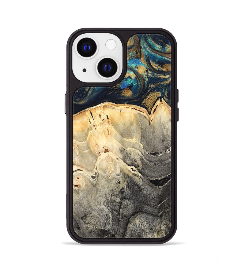 iPhone 13 Wood Phone Case - Miller (Teal & Gold, 827215)