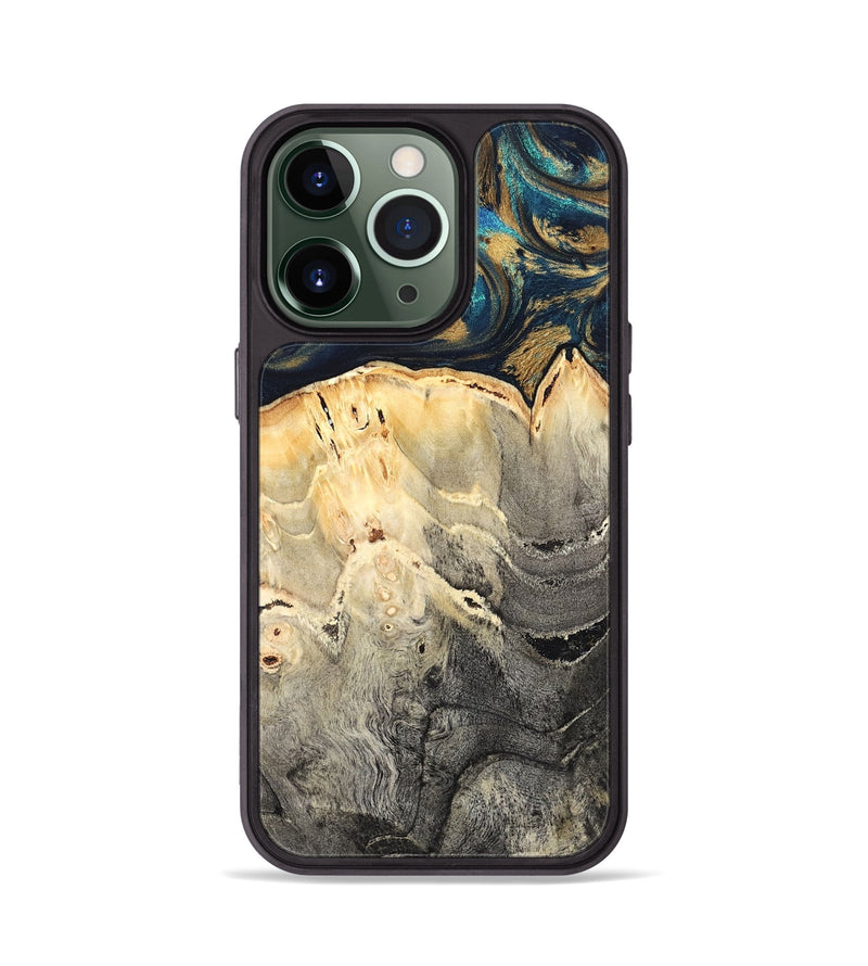 iPhone 13 Pro Wood Phone Case - Miller (Teal & Gold, 827215)