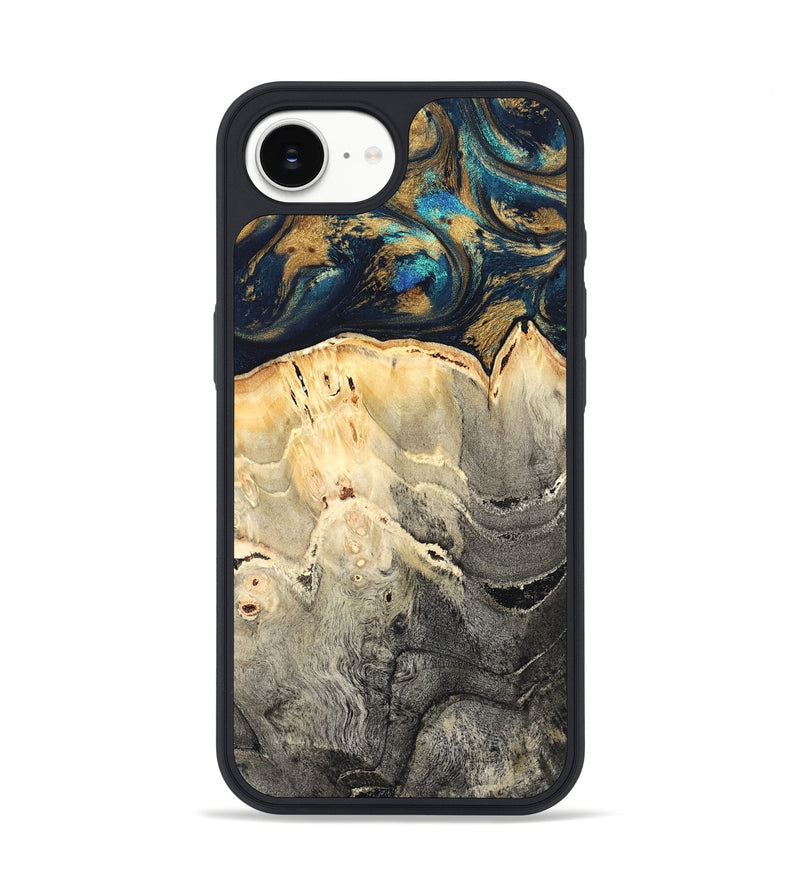 iPhone 17e Wood Phone Case - Miller (Teal & Gold, 827215)