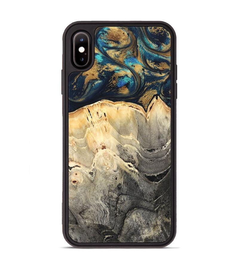 iPhone Xs Max Wood Phone Case - Miller (Teal & Gold, 827215)