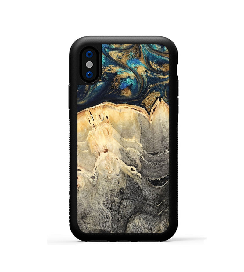 iPhone Xs Wood Phone Case - Miller (Teal & Gold, 827215)