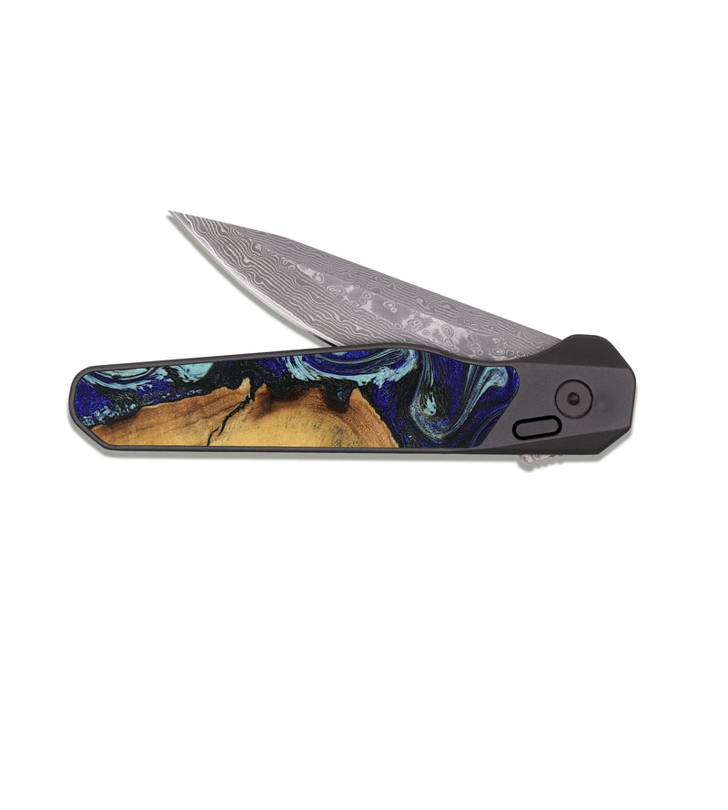 EDC Dark Damascus Wood Pocket Knife - Myranda (Green, 827218)