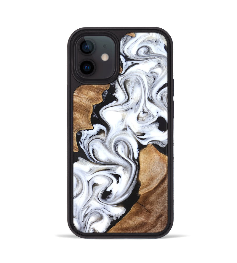 iPhone 12 Wood Phone Case - Ameer (Black & White, 827220)