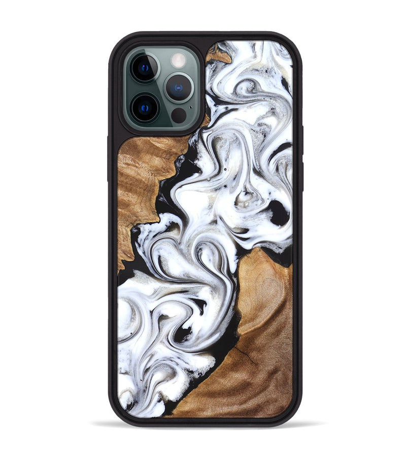 iPhone 12 Pro Max Wood Phone Case - Ameer (Black & White, 827220)