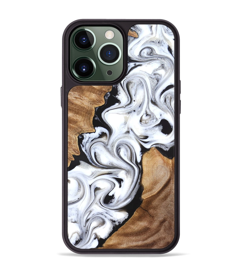 iPhone 13 Pro Max Wood Phone Case - Ameer (Black & White, 827220)