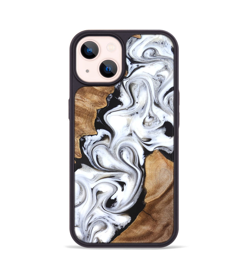 iPhone 14 Wood Phone Case - Ameer (Black & White, 827220)